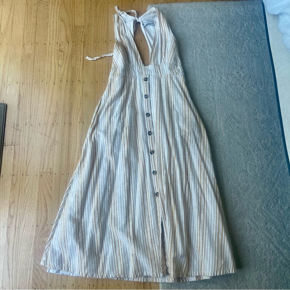 Yellow striped midi dress